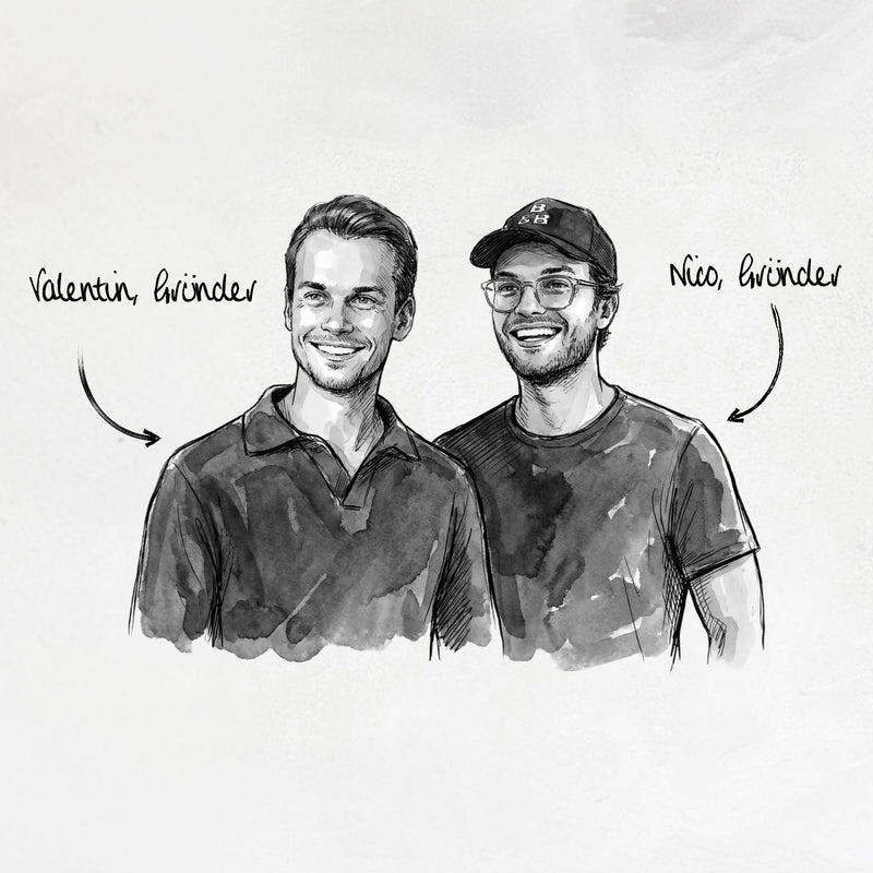 Gezeichnetes Porträt der Skinbro-Gründer Valentin und Nico